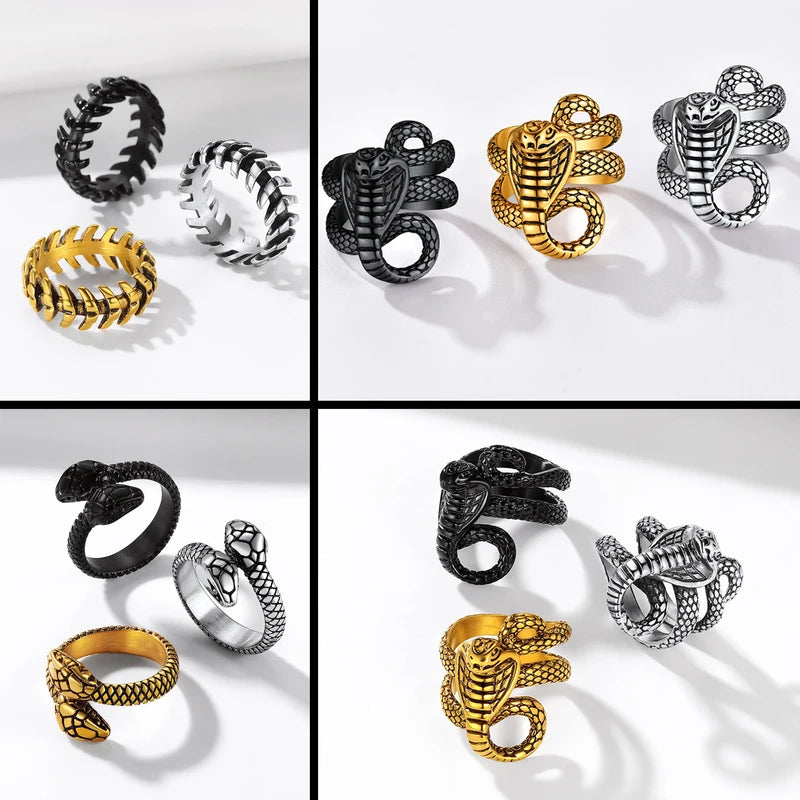 Snake Ring for Men & Women - Gothic Ouroboros Serpent Stainless Steel Jewelry