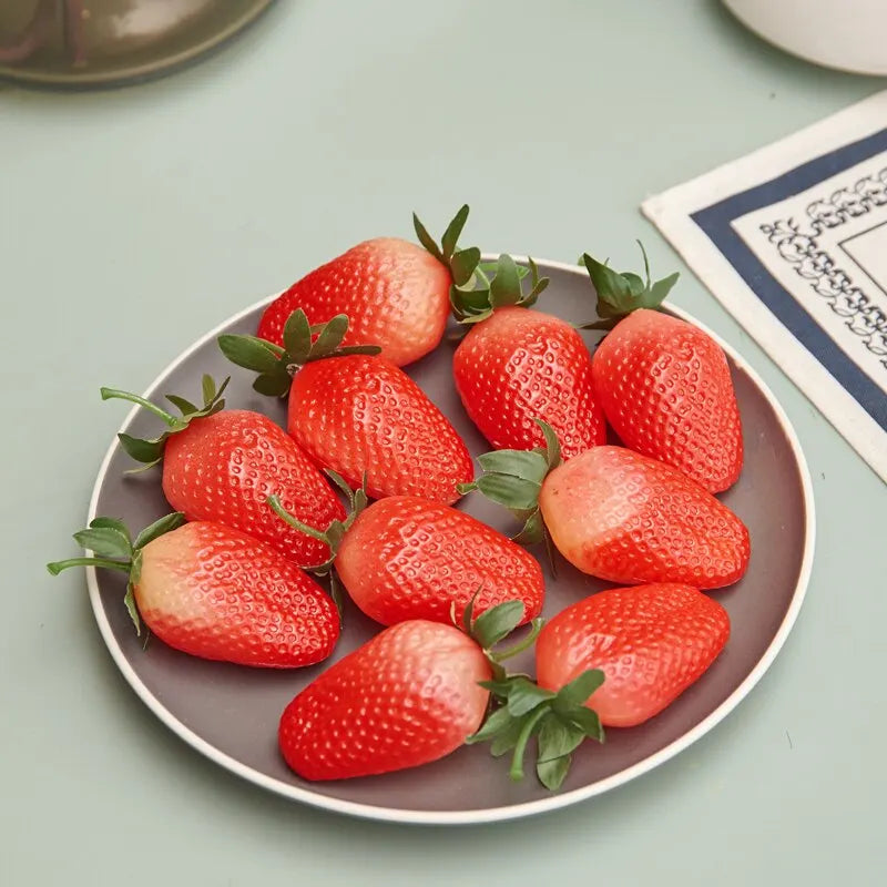 Artificial Strawberry 10pcs Fake Fruit for Home Decor Party Photography Christmas DIY
