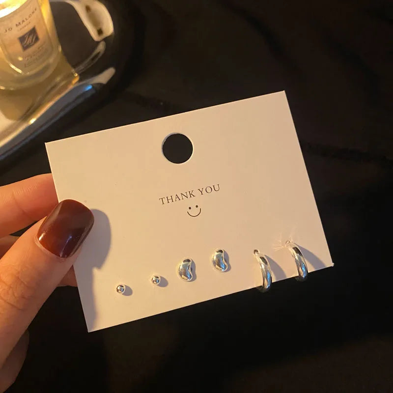 Korean Fashion Heart & Circle Drop Earrings for Women - Trendy Jewelry Set