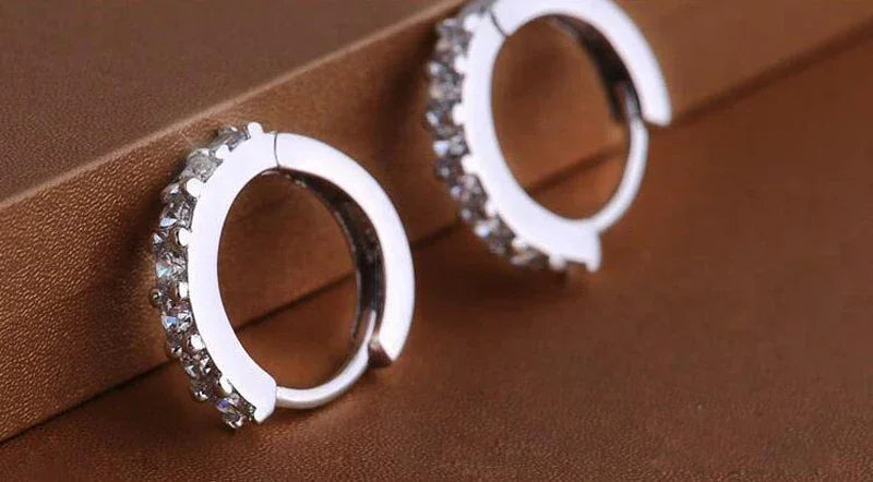 925 Sterling Silver Zircon Hoop Earrings - 10mm Circle Jewelry for Women & Weddings
