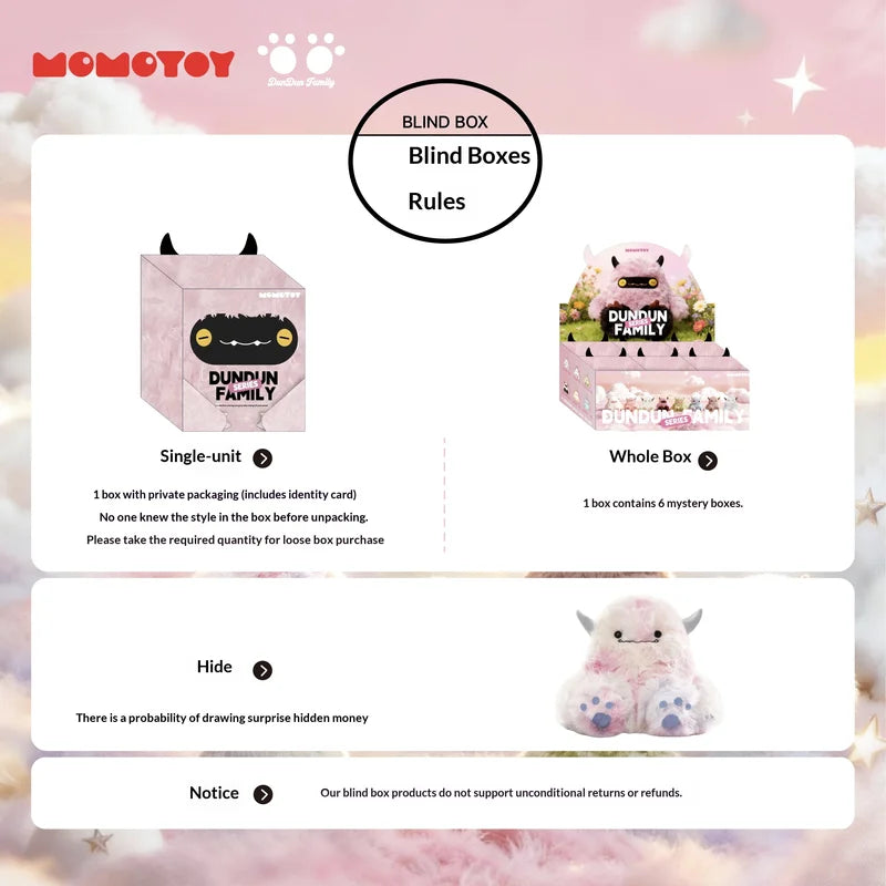 Dundun Monster Family Plush Keychain Blind Box - Random Trendy Toy Gift