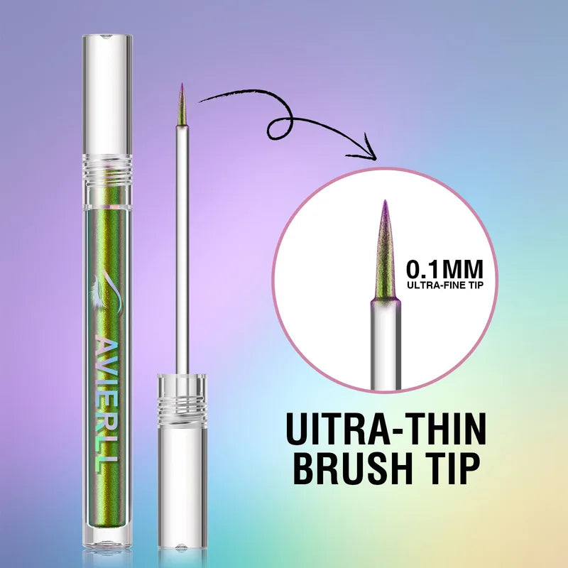Multichrome Glitter Eyeliner Pen - Shiny Metallic Liquid Eye Makeup, 6 Color Options