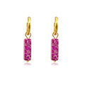 Silver Stainless Steel Square Hoop Earrings with Natural Stones for Women