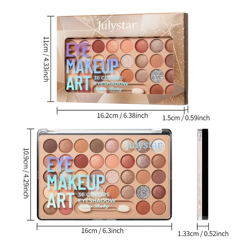 36-Shade Glitter Pearl Eyeshadow Palette for Stage & Party Makeup - Multi-Use