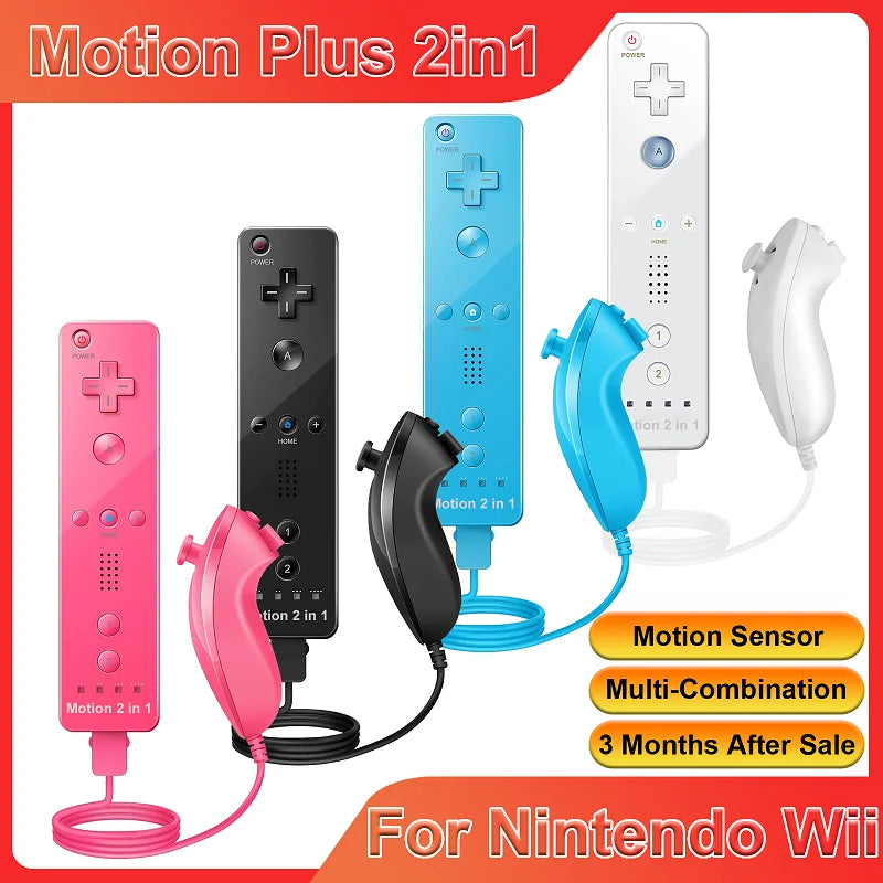 2-in-1 Wireless Wii Controller Set with Motion Plus & Silicone Case