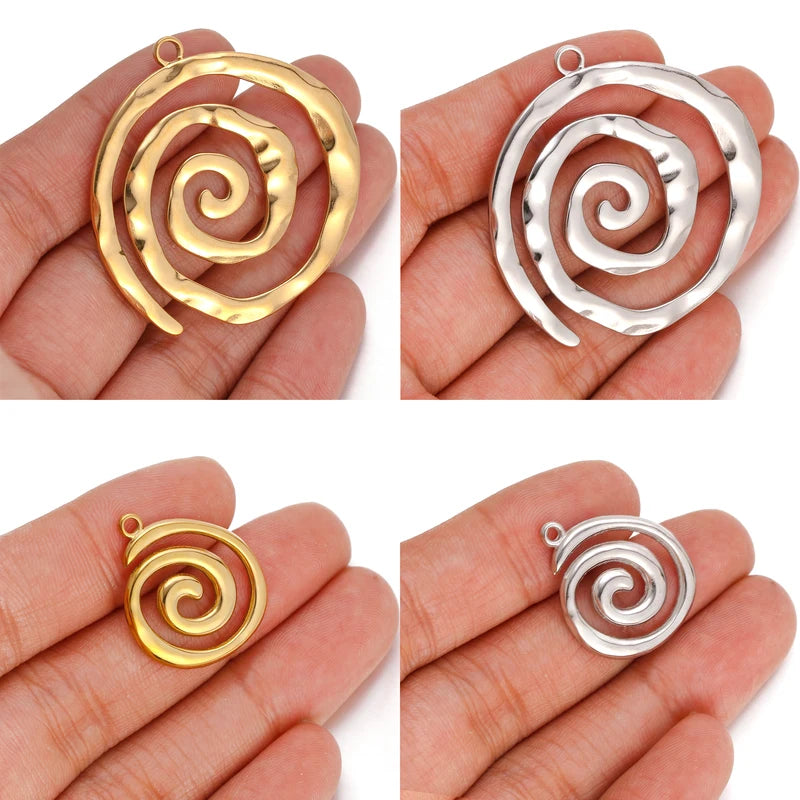 Set of 3 Stainless Steel Spiral Charms for Jewelry Making DIY Pendants and Accessories