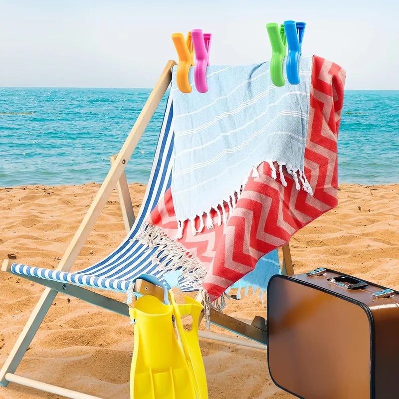 Heavy-Duty Beach Towel Clips Set - Windproof Clothes Pins for Sand & Windy Conditions