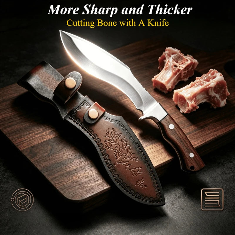 Boning Knife - Stainless Steel Meat Knife with Wood Handle, High Hardness, Sharp Butcher's Knife