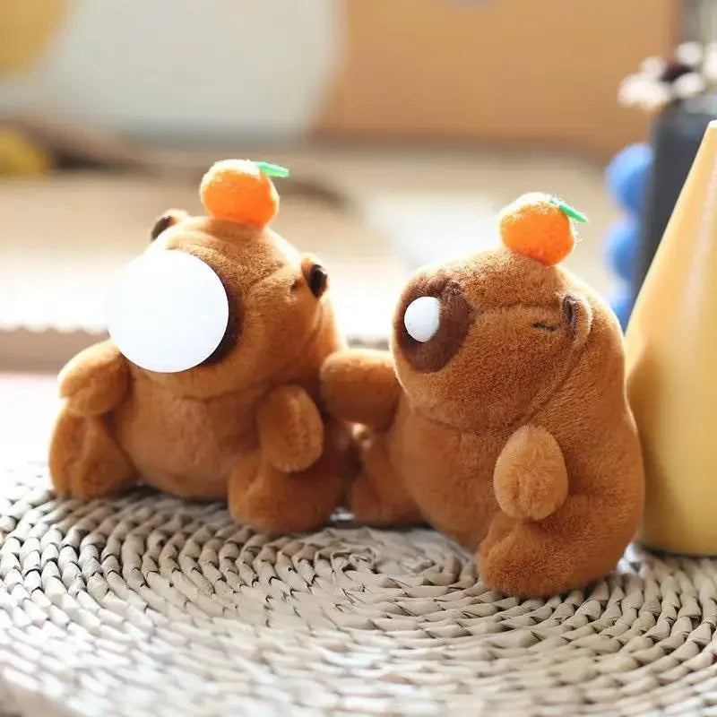 Cute Capybara Plush Keychain with Bubble Blower - Portable Animal Gift