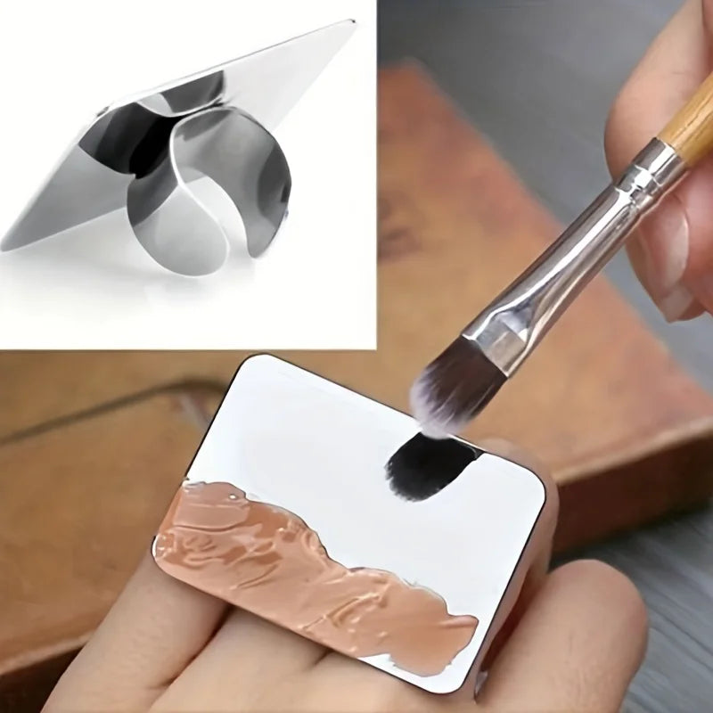 Makeup Mixing Palette with Spatula - Stainless Steel Cosmetic Tool for Foundation & Nail Art - Multiple Colors