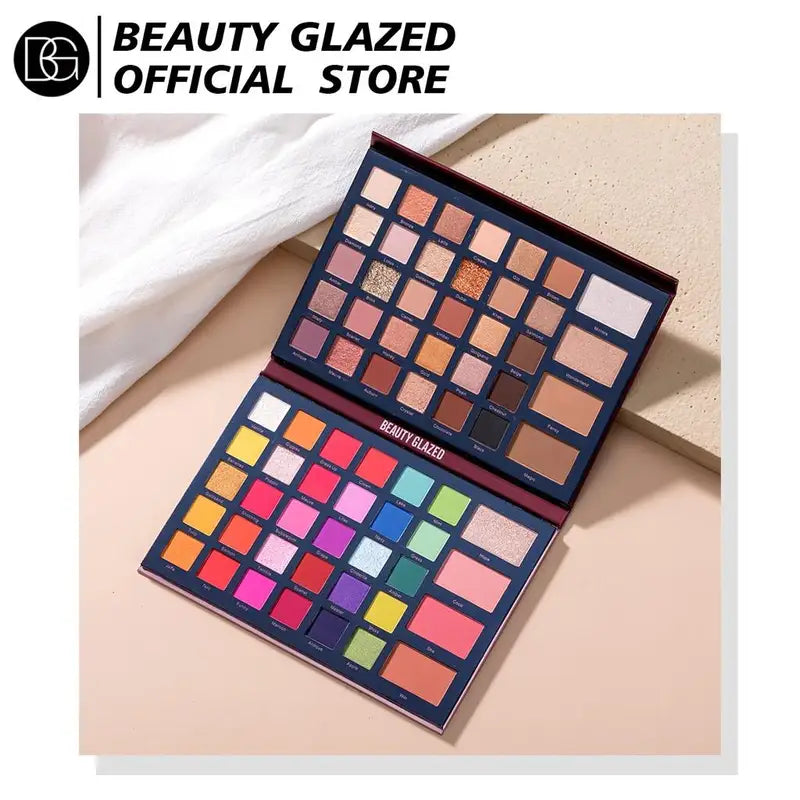 68 Color Waterproof Eyeshadow Palette with Highlighter Blush & Contour