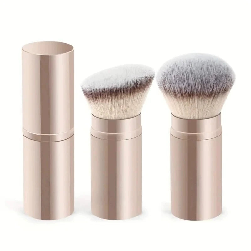 Portable Foundation Makeup Brush Set with Retractable Lid - Face Concealer Blush Tools