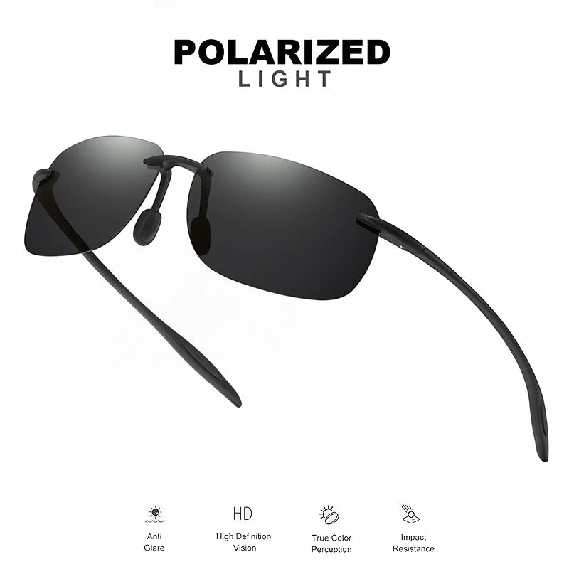 Ultra Light Frameless Polarized Sunglasses - Flexible Square Outdoor Eyewear