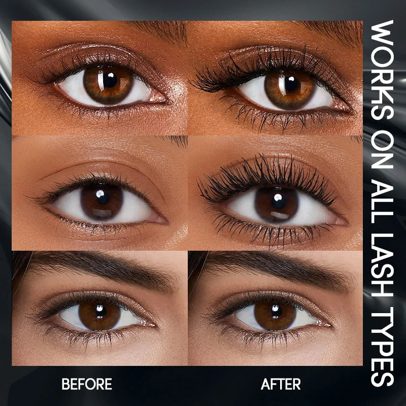 Ultra Long Lasting Waterproof Fiber Mascara with 360 Degree Spiral Brush - Eyelash Extension Makeup