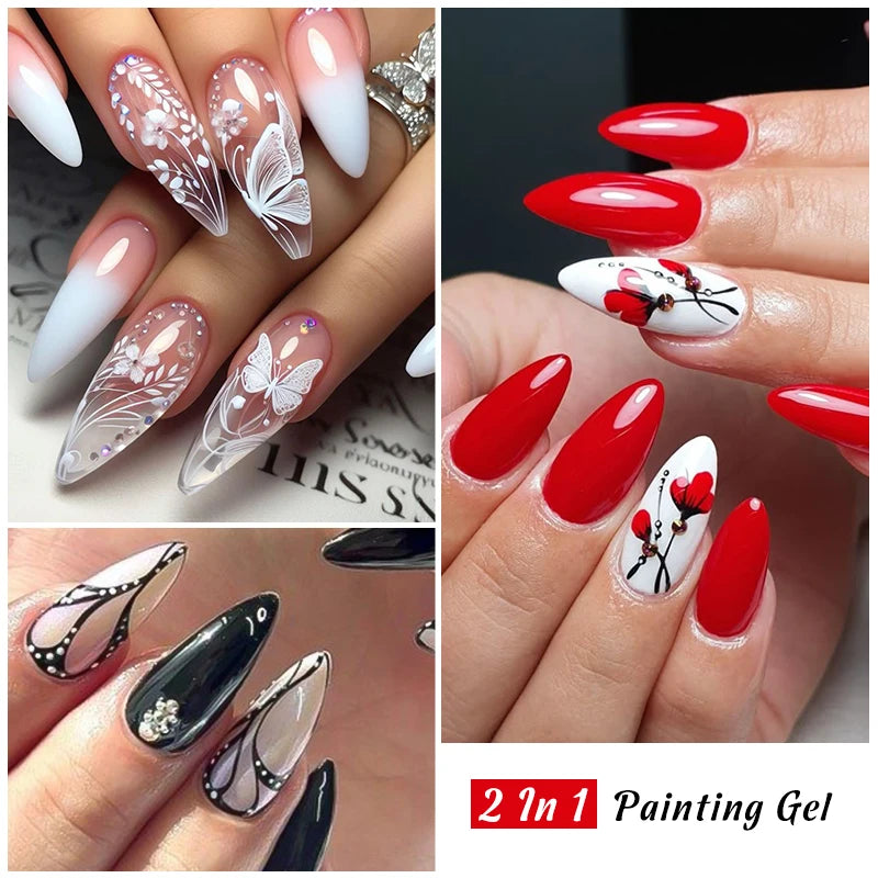 Professional Gel Nail Polish Set - Semi Permanent Nail Art Colors with No Wipe Top Coat