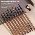9Pcs Nail Art Brush Set Fine Line Painting Detailing Pens for Gel Nails