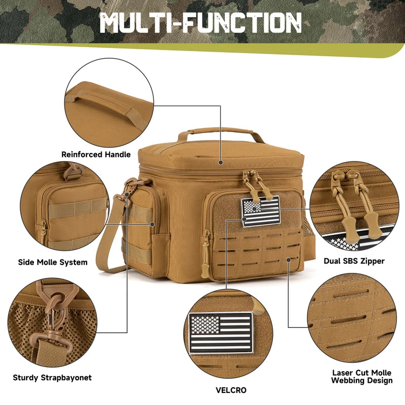 Men's Tactical Insulated Lunch Box - Heavy Duty Leak-Proof Work & Outdoor Bag