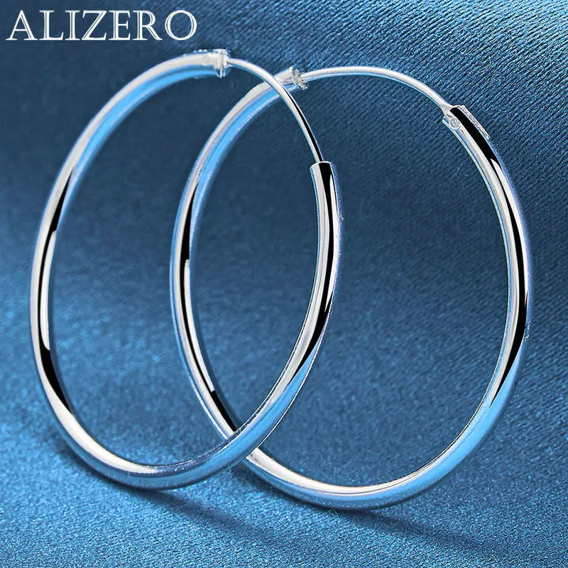 Sterling Silver Hoop Earrings for Women - Elegant Round Circle Jewelry