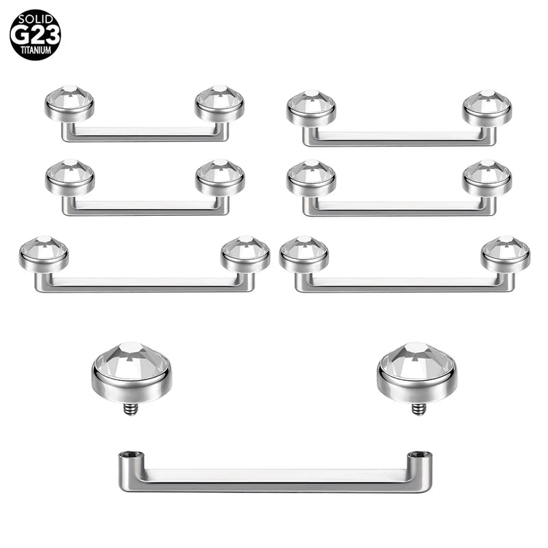 1/5PCS Titanium CZ Gem Dermal Surface Barbell Piercings Micro Dermal Anchor Jewelry