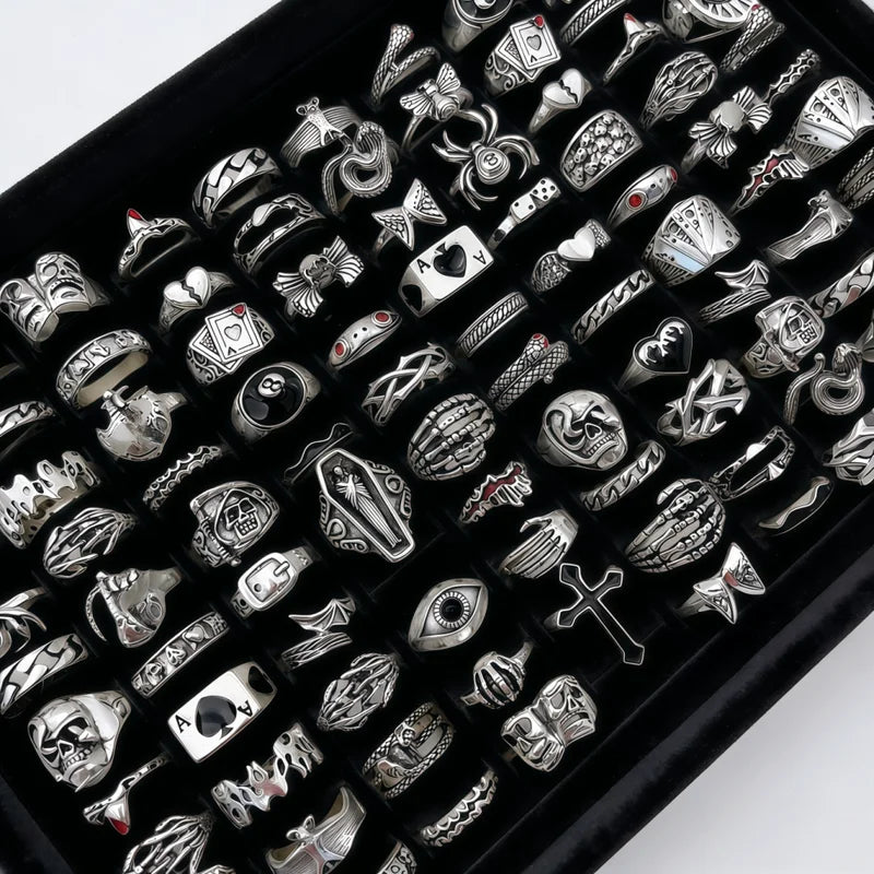 Vintage Punk Skull Eye Ring Set for Women Men - Mixed Style Jewelry Party Gift