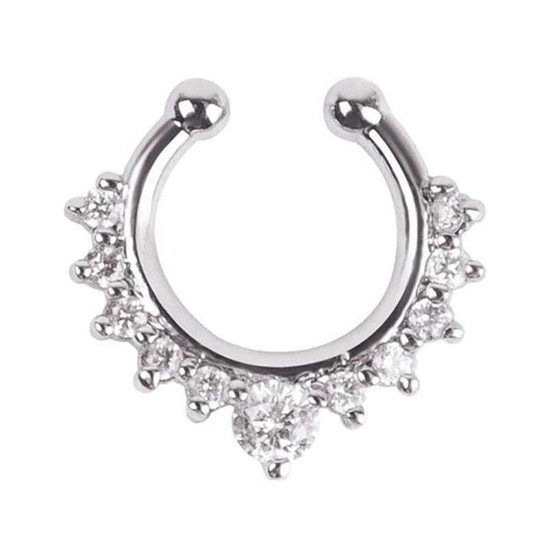 Fake Nose Septum Ring Clip On Hoop Jewelry for Women - Faux Non Pierced Earrings