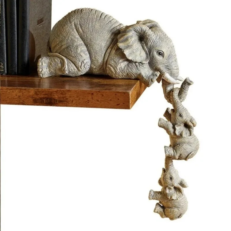 3 Pcs Cute Elephant Resin Figurines Baby & Animal Decor Miniatures Set