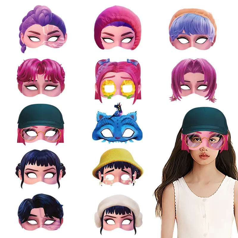 12PCS Kids Party Masks and Paper Glasses Set - Fantasy Hunter Celebration Props