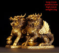 Feng Shui Copper Unicorn Ornament with Yuanbao for Home Office Decor