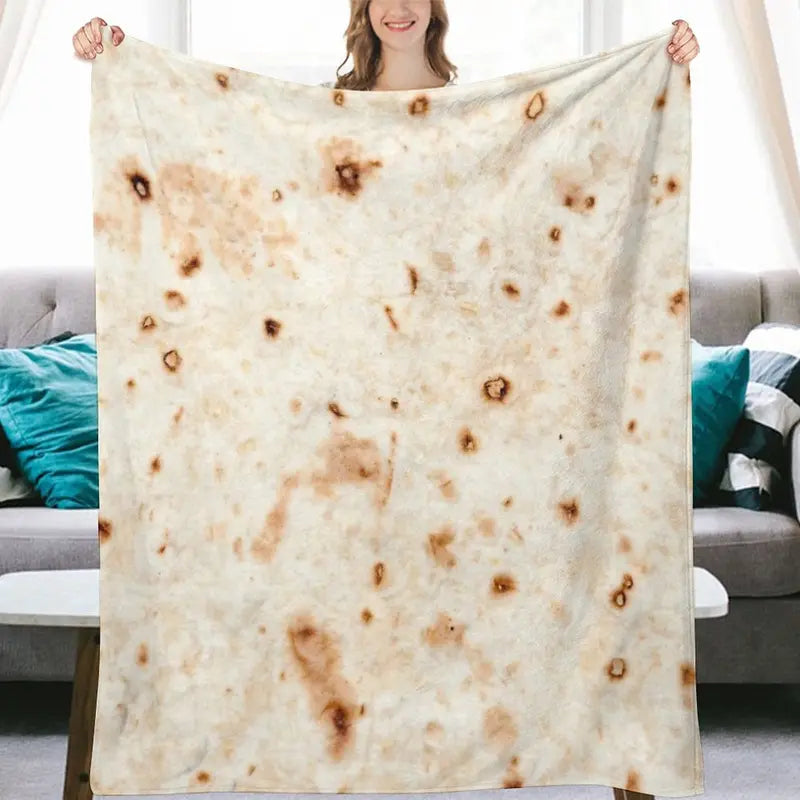Soft Warm Mexican Tortilla Print Flannel Blanket for Couch Sofa Bed Camping