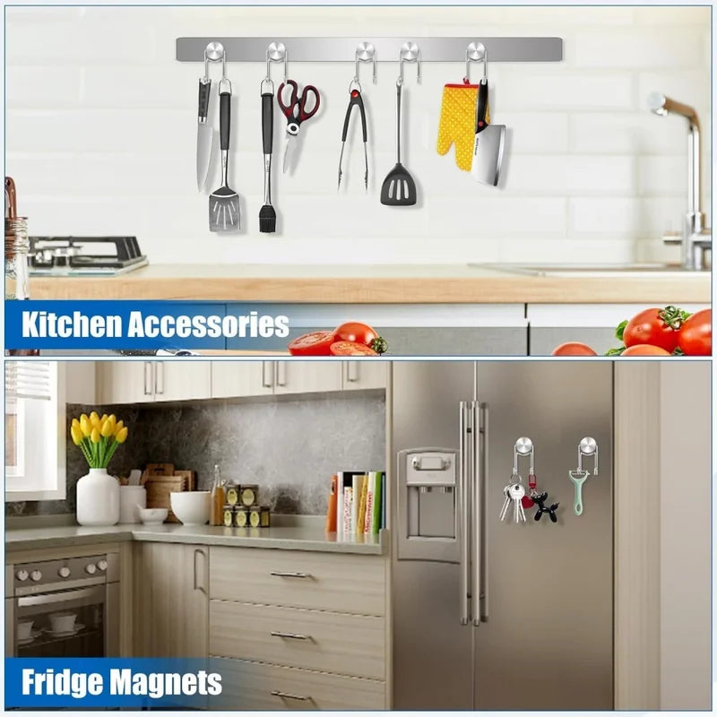 Heavy Duty Magnetic Hook Set - Stainless Steel Wall Hooks for Cruise, Kitchen, Office & Home Storage