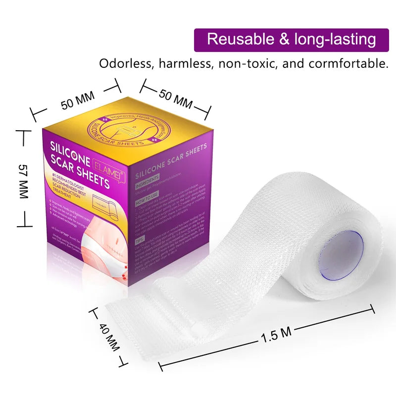 Invisible Silicone Scar Sheets 150cm x 4cm Self-Adhesive Reusable Skin Care Tape