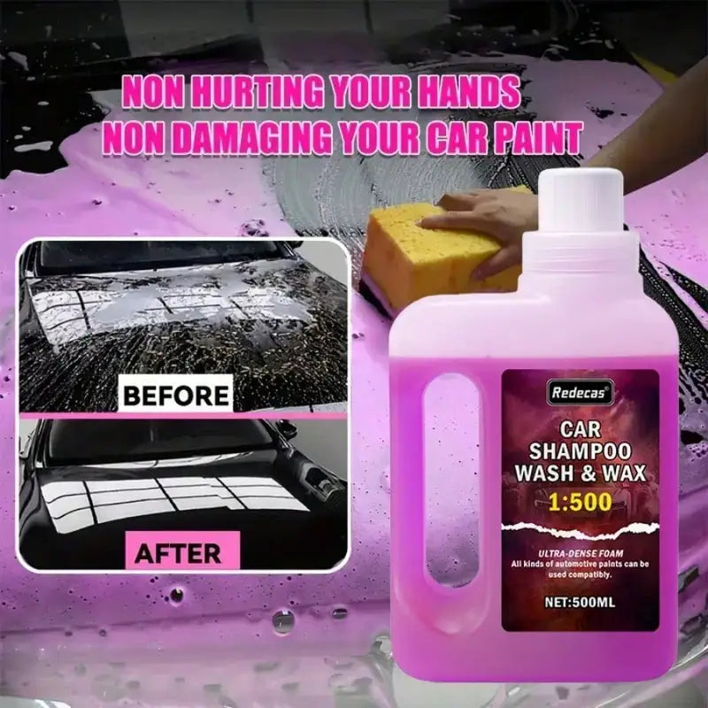 500ml Pink Foam Car Wash Soap with Ceramic Coating - High Concentration Wax for All Car Paints