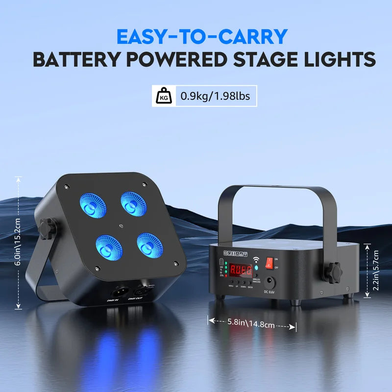Rechargeable Battery Par Lights Set with Flightcase for Party and Stage Effects