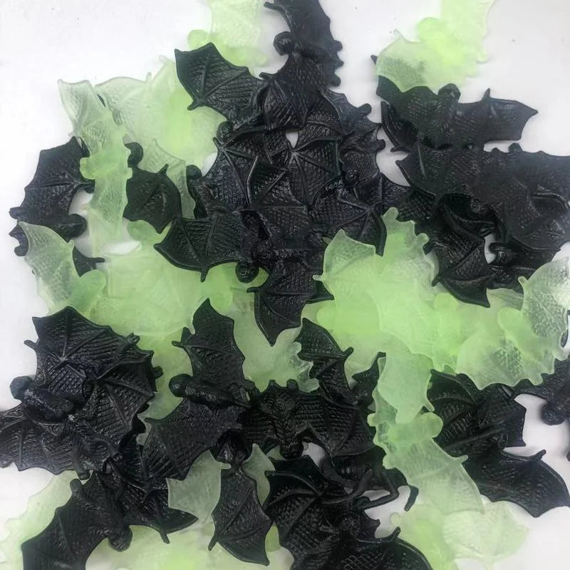 50pcs Plastic Luminous Fake Bats Halloween Decor Haunted House Props DIY Party Favors