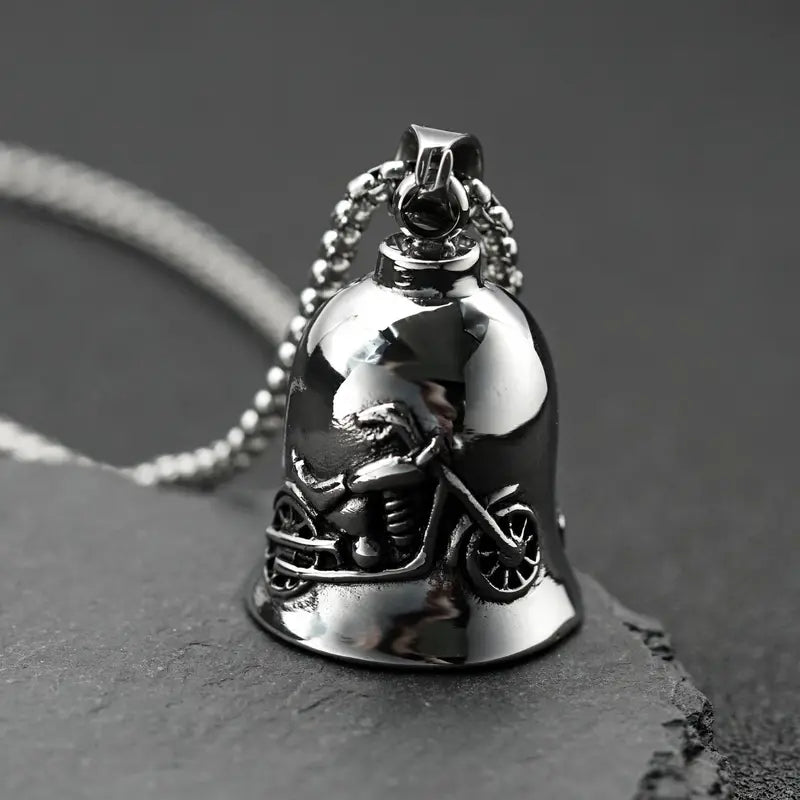 Motorcycle Bell Pendant Necklace Punk Lucky Jewelry for Men