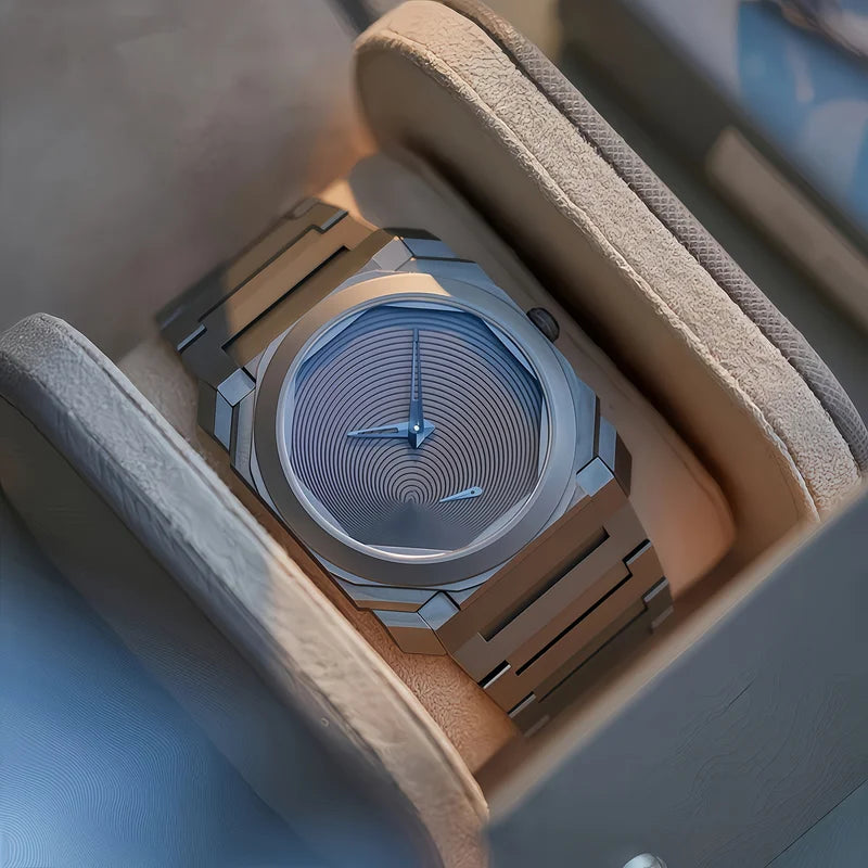 Men's Quartz Watch with Stainless Steel Strap Waterproof Square Casual Wristwatch