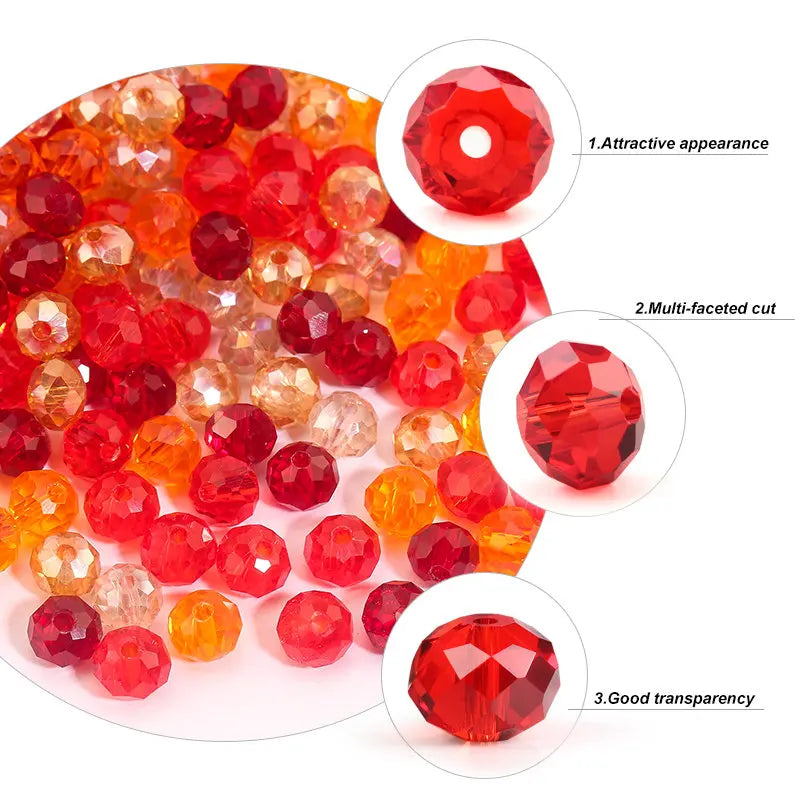 Faceted Glass Beads for Jewelry Making - Crystal Rondelle Spacer Beads 4mm-8mm