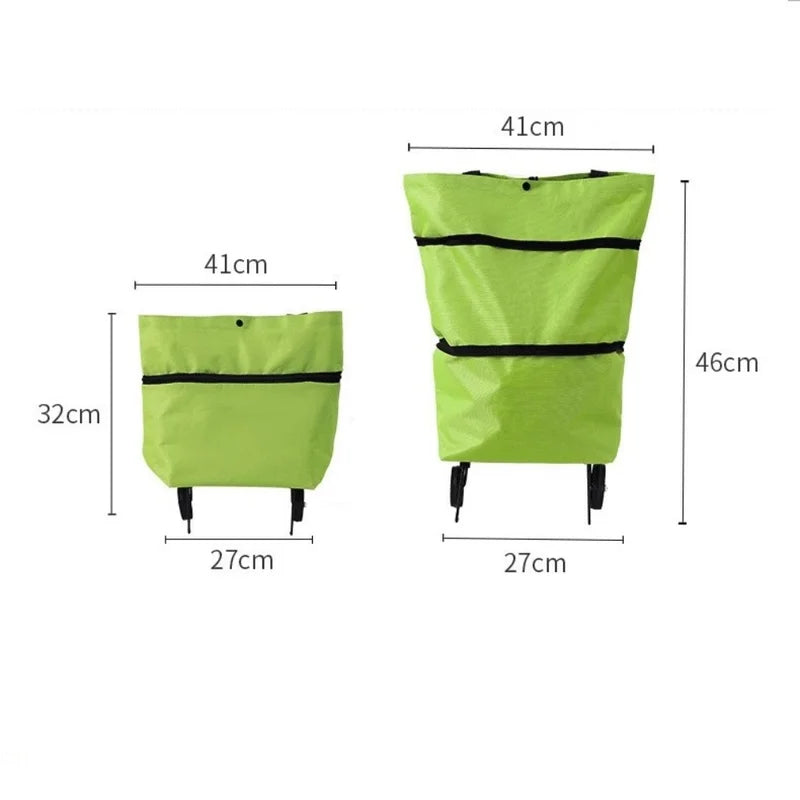 Foldable Shopping Cart Trolley with Wheels Waterproof Reusable Grocery Bag