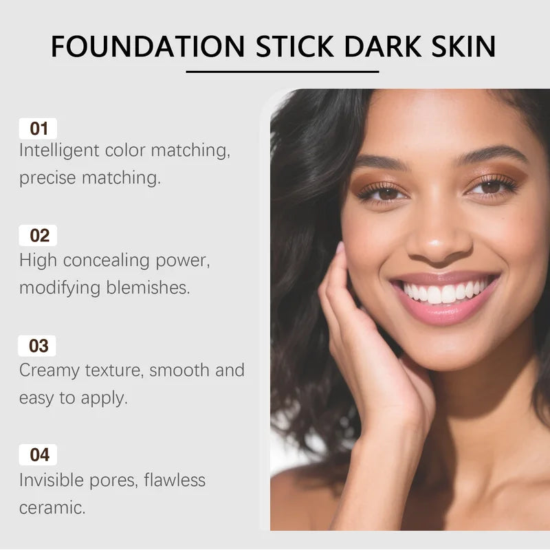 Color Changing Foundation Stick with Hydrating Long Wear Concealer - Lightweight & Full Coverage