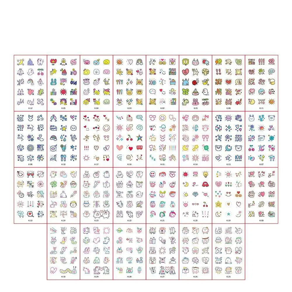 30Pcs Rainbow Temporary Tattoo Stickers for Face Hand Body Art Waterproof Set
