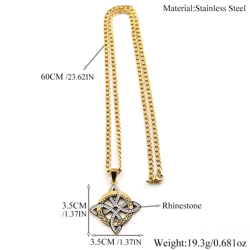 Witchcraft Knot Pendant Necklace for Men Women Stainless Steel Chain Jewelry