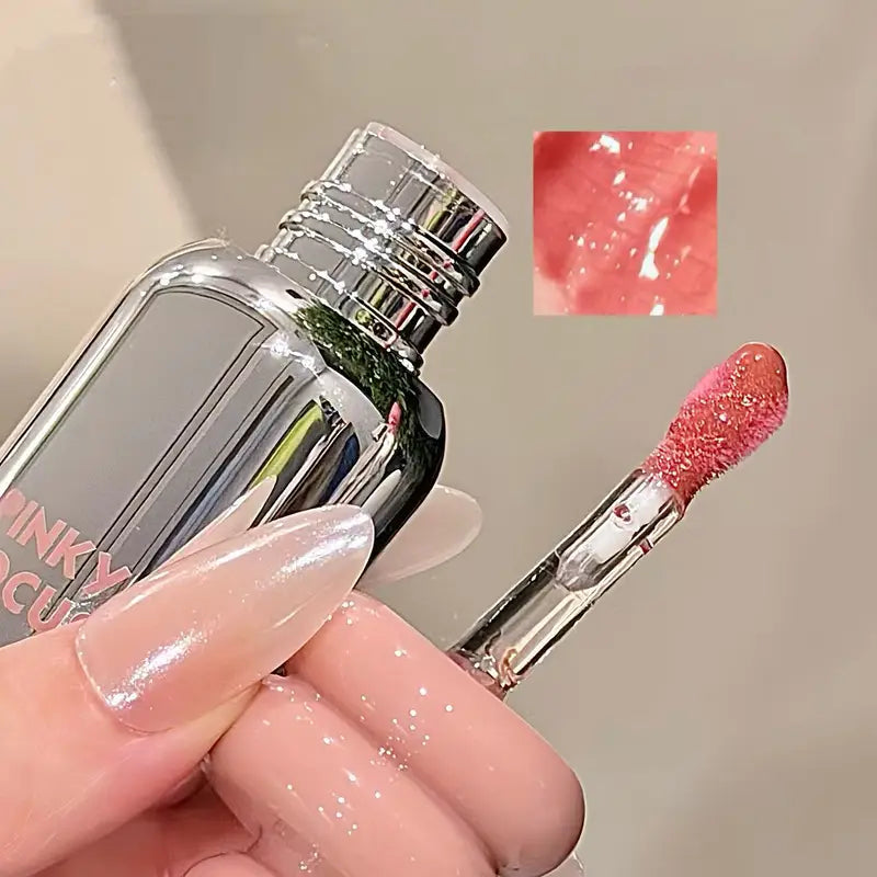 Clear Lip Oil with Glass Finish, Moisturizing & Non-Sticky Nude Shade - Layer for Brightening Lips