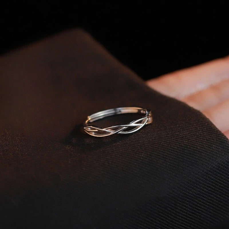 Sterling Silver Hollowed Adjustable Ring for Women Girls Jewelry Gift