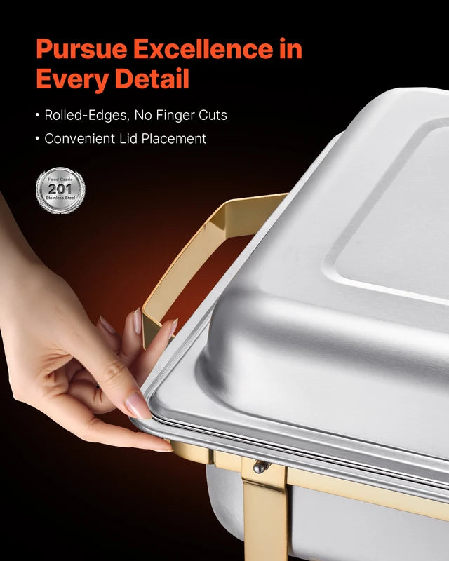 8 Qt Commercial Stainless Steel Chafing Dish Buffet Set with Pans - Food Warmer and Server