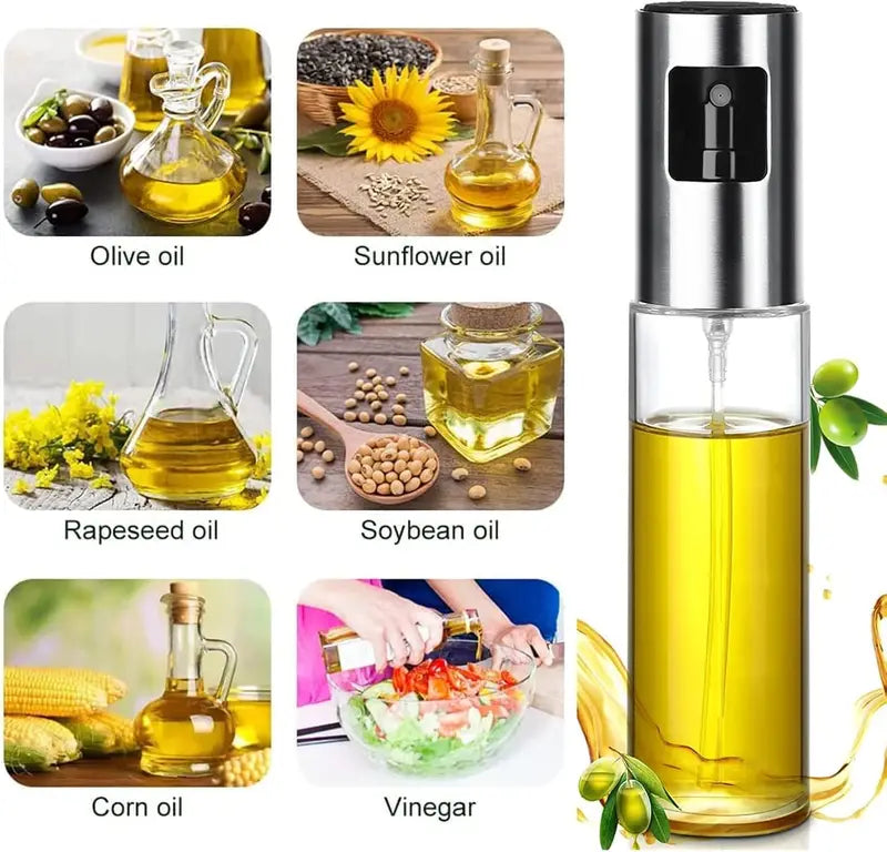 Oil Dispenser 100ml Stainless Steel & Glass Drop-Resistant Salad Vinegar Air Fryer