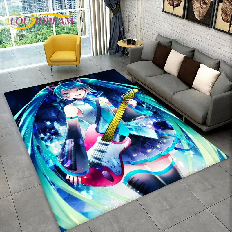 Kids Cartoon Miku Carpet Rug for Living Room Bedroom Non-slip Floor Mat