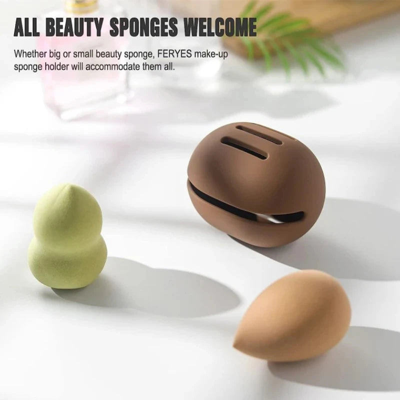 Eco-Friendly Silicone Makeup Sponge Holder Case Multi-Hole Travel Storage