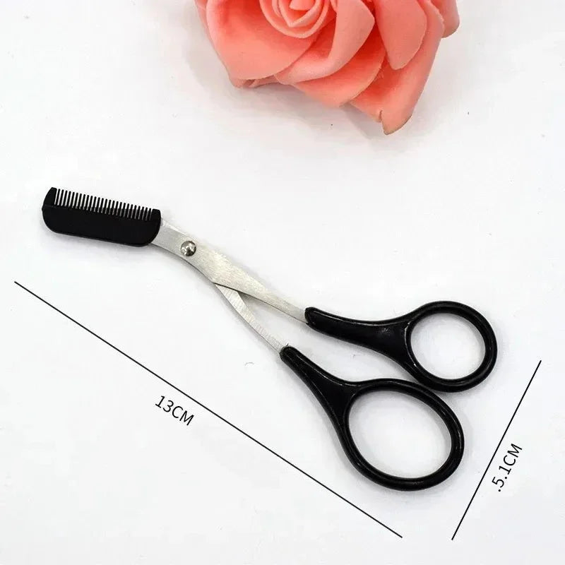 Stainless Steel Eyebrow Trimmer Scissors Set with Comb for Hair Removal & Shaping