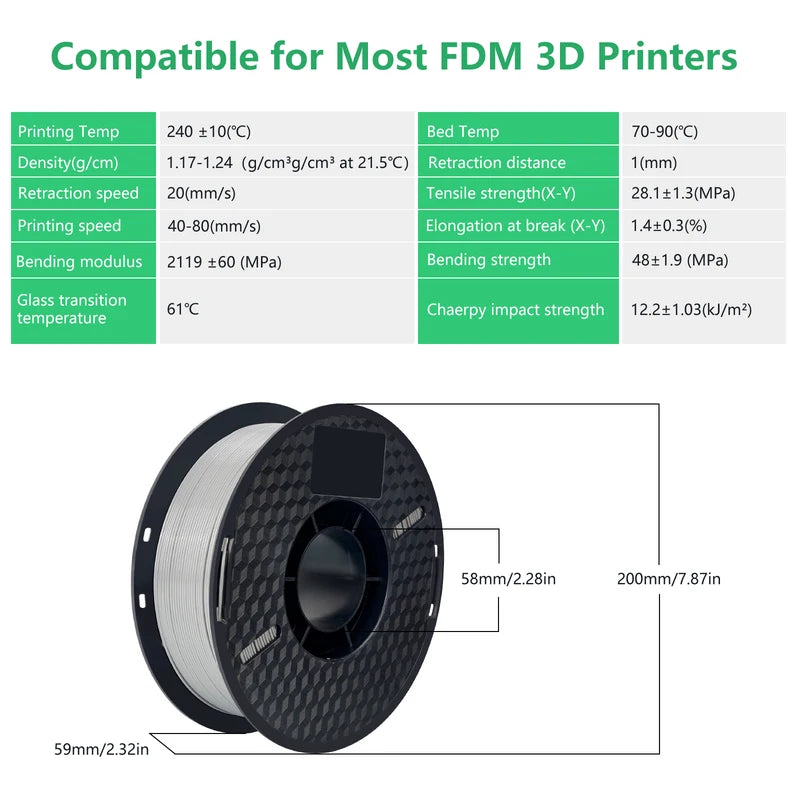 10kg PLA & PETG 3D Printer Filament Set - 1.75mm Multiple Colors & Materials