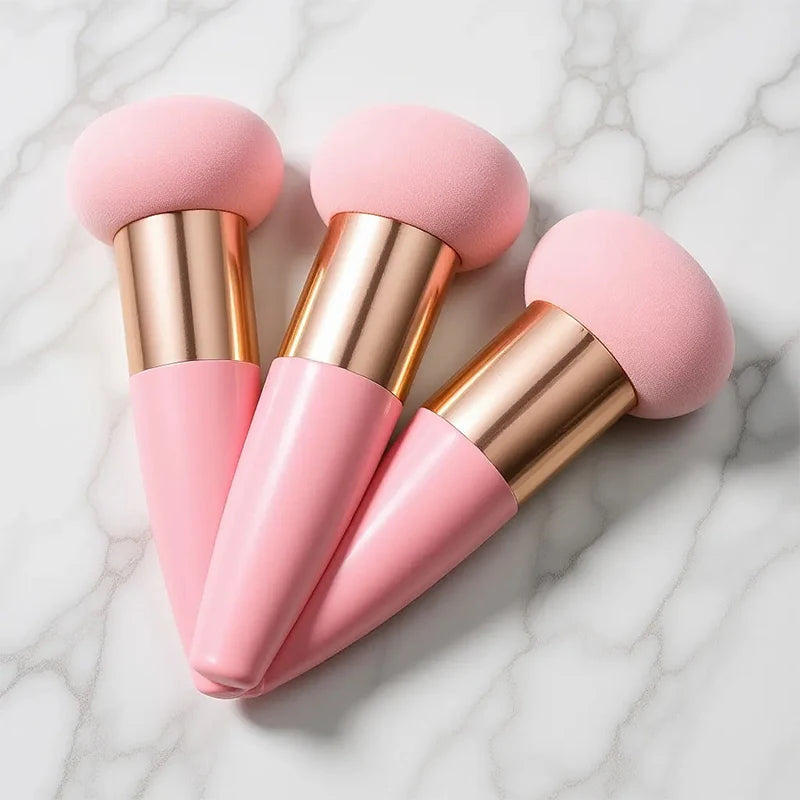 Mushroom Head Makeup Sponge Brush with Handle - Professional Cosmetic Puff for Foundation & Blush